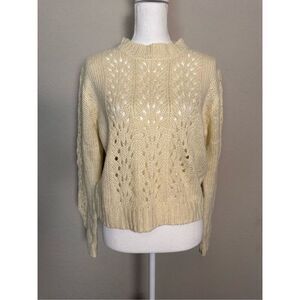 NWT Woven Heart Cream Knitted Sweater Medium